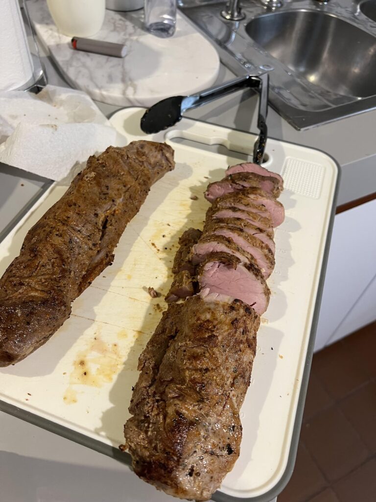 Pork tenderloin 135f, 2 hours with creamy mustard sauce