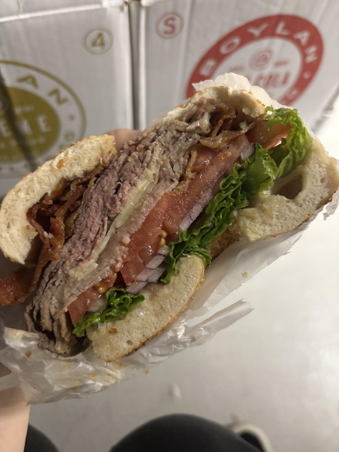 A real cheeseburger of a bagel