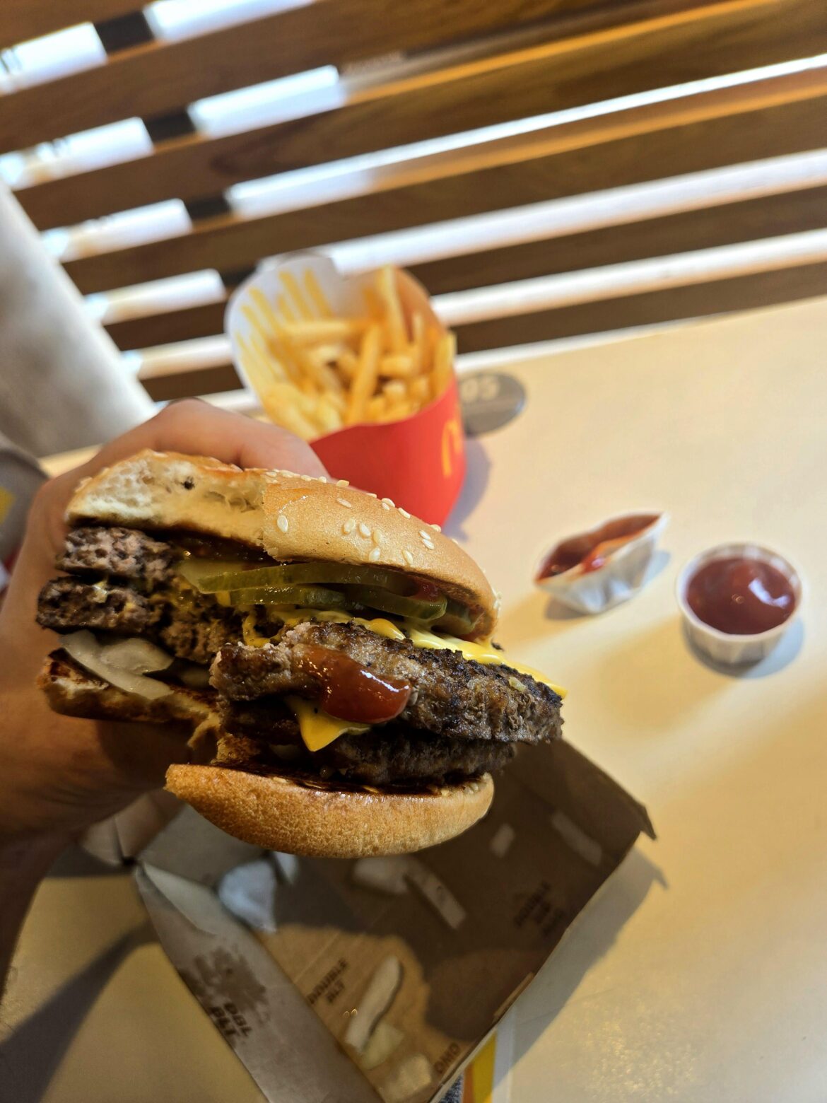 Its been a while since I ate McDonald's but why is this double quarter pounder extra onions and pickles so damn good😭