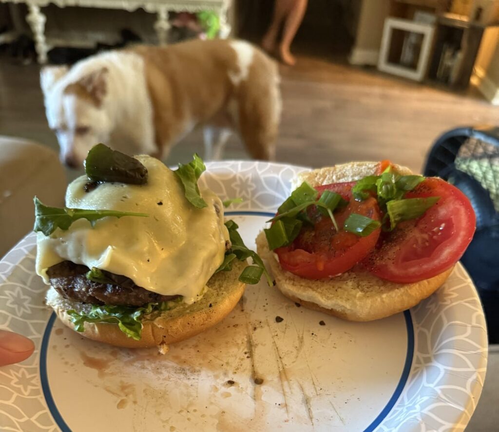 Grilled a quick burger for lunch
