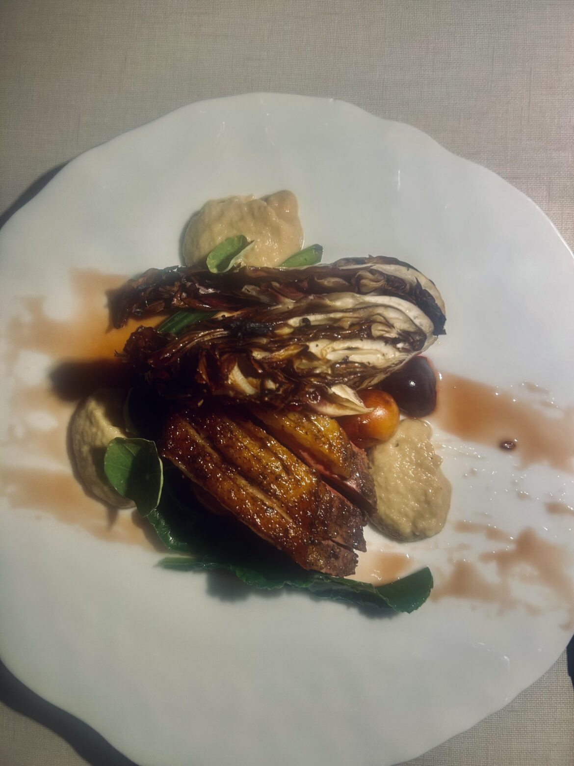 Smoked Duck, Pickled Cherry, Charred Raddicco, Celery Root.