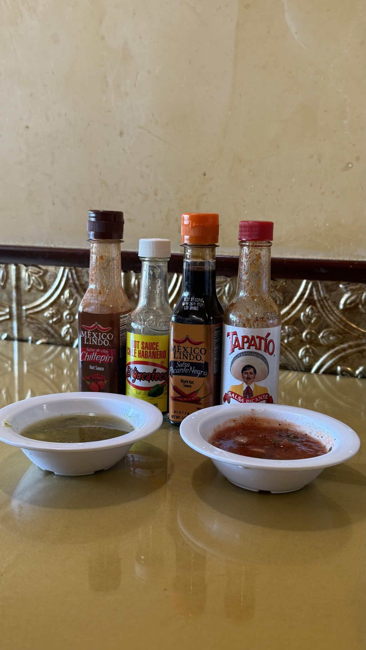 My local Mexican restaurant knows the game well… 4 different hot sauces, 1 spicy green salsa, 1 spicy red salsa… now that’s how you do it.