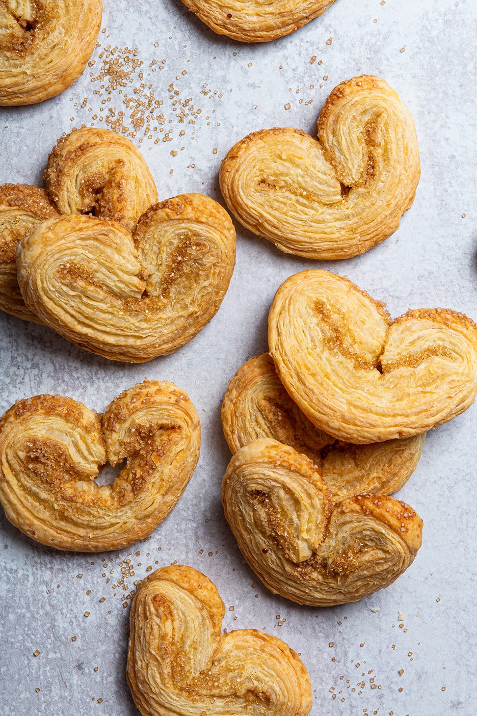 palmiers topped with raw sugar