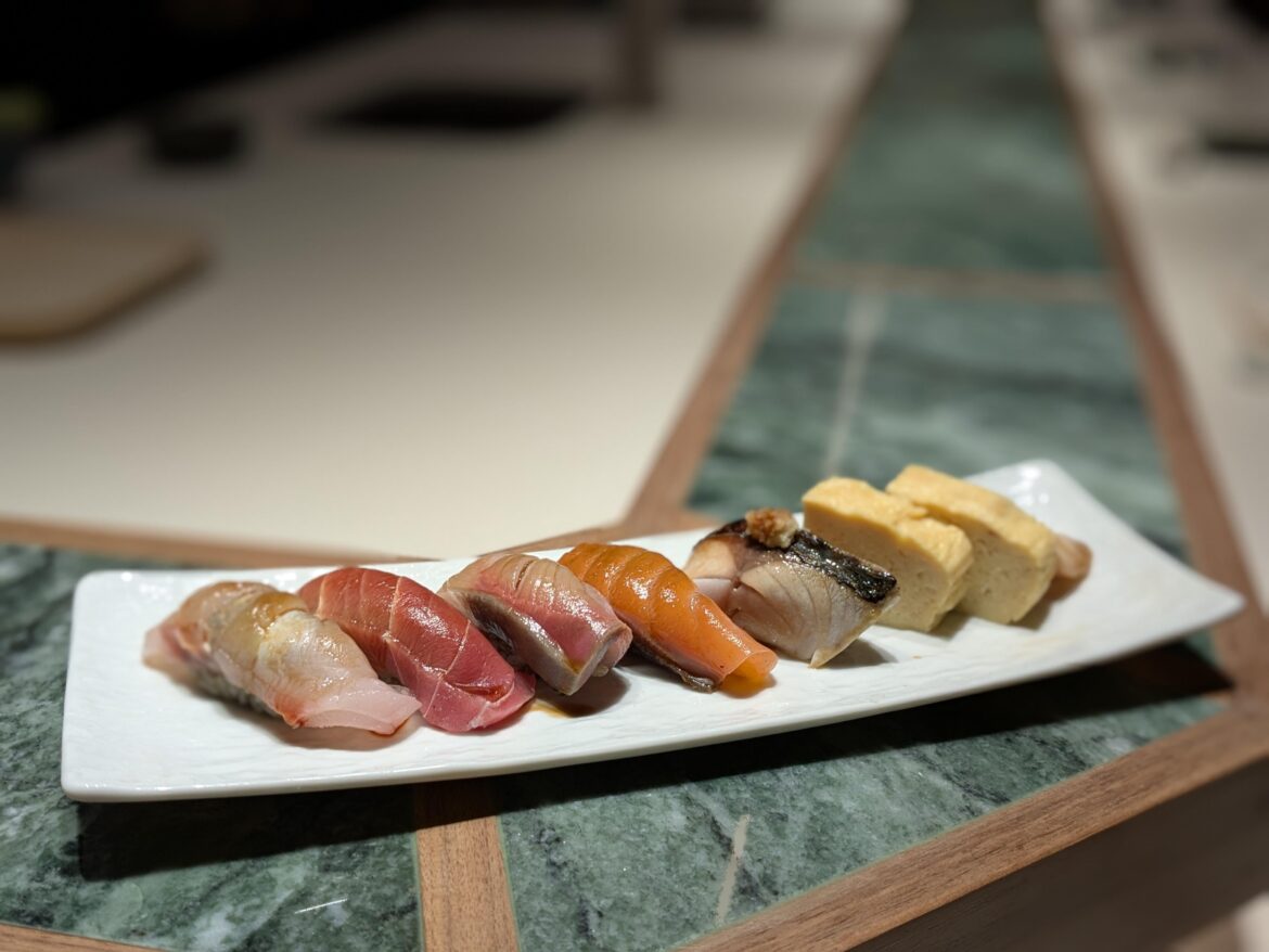 Beautiful sushi flight