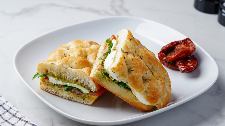 focaccia caprese sandwich