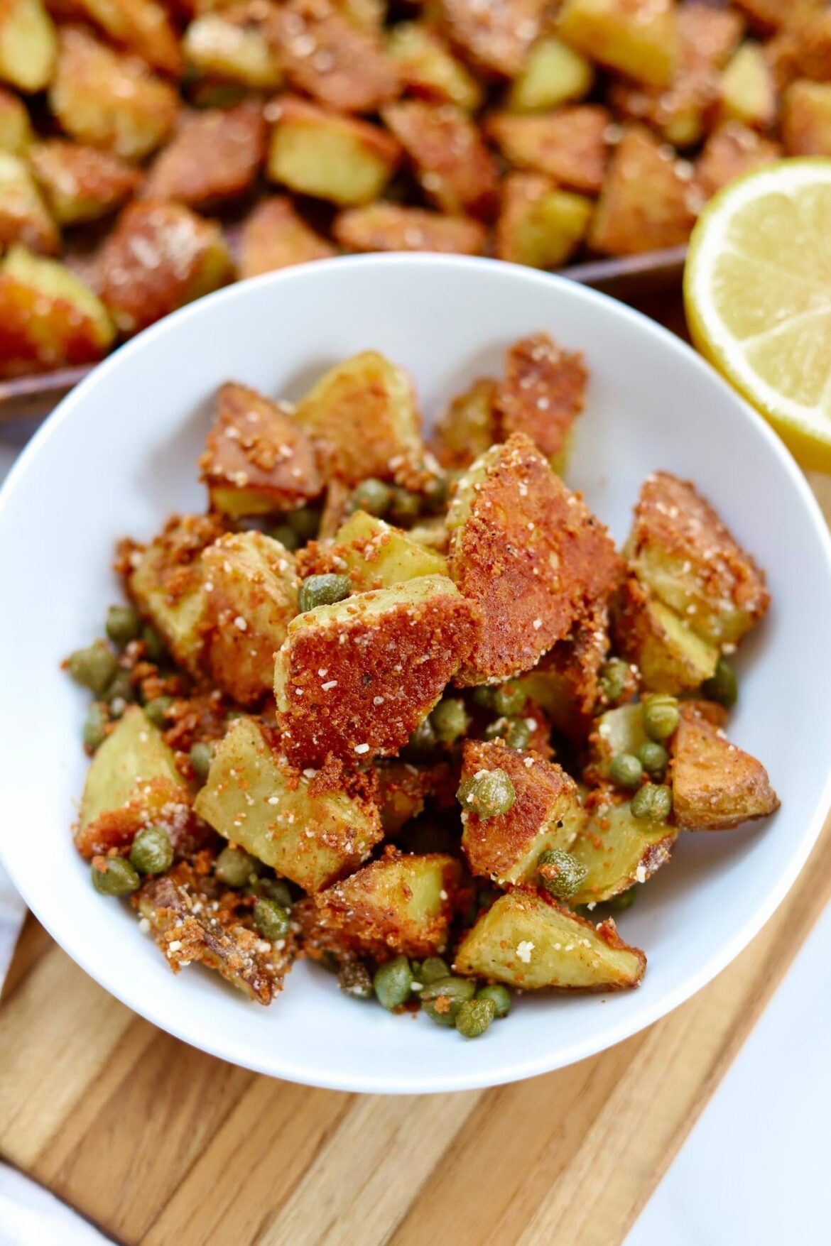 Lemon and Caper Roasted Potatoes with Parmesan Crust