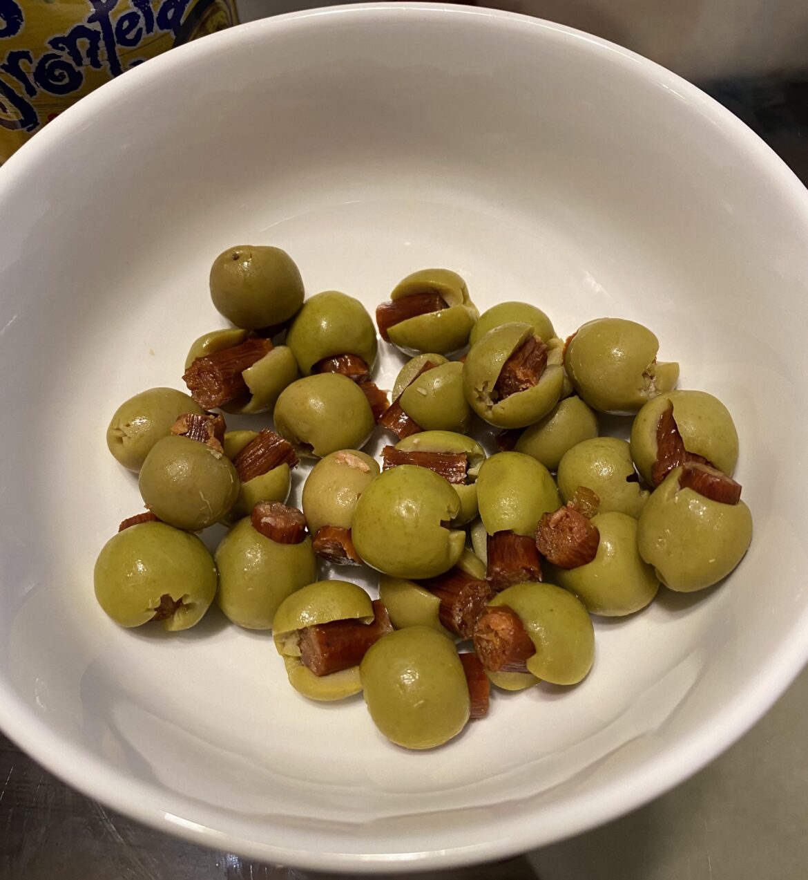 Brother in law brought over Slim Jim stuffed olives for Christmas last year.