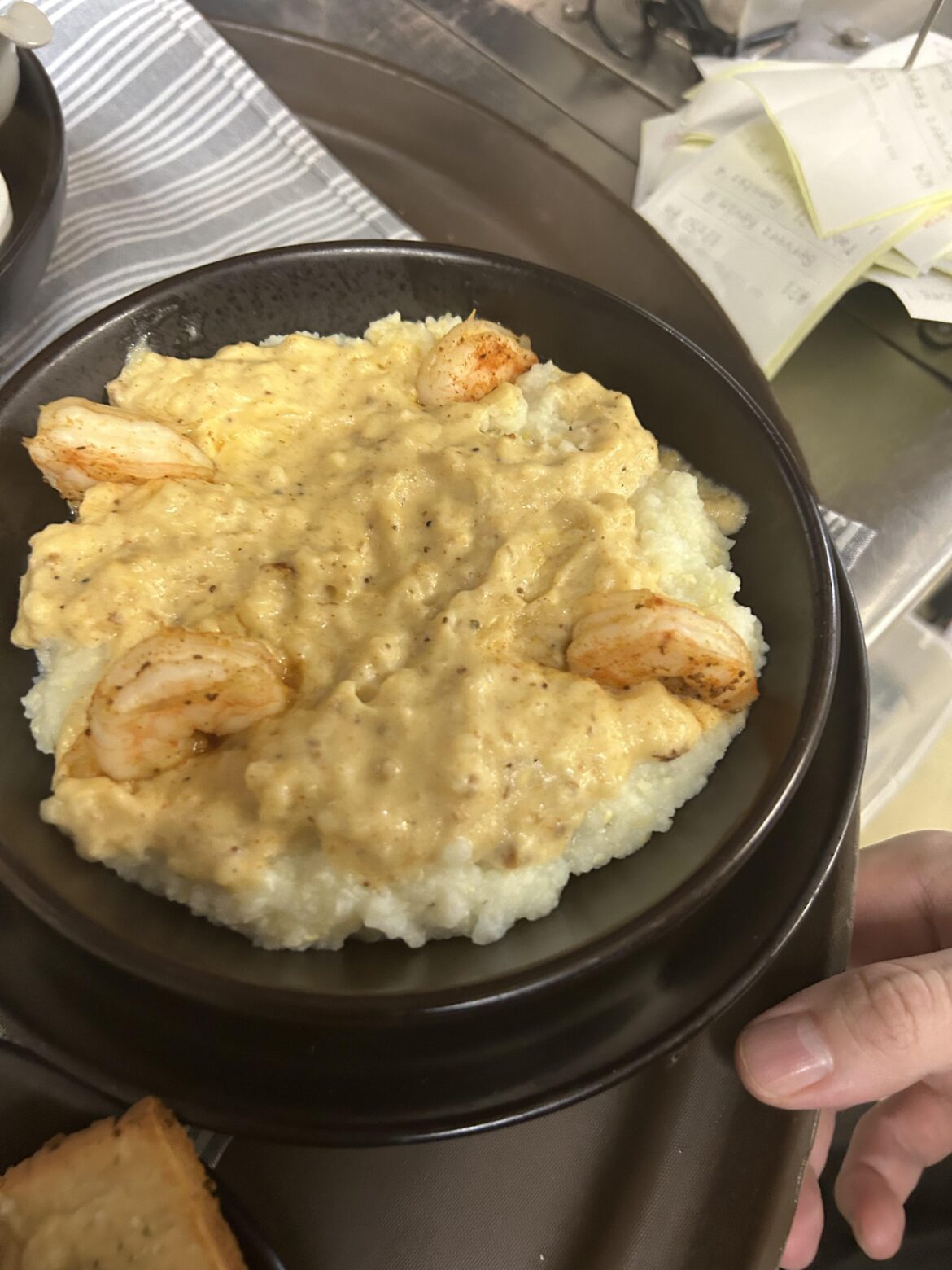You are served this shrimp and grits for $18 dollars.  What is your reaction?