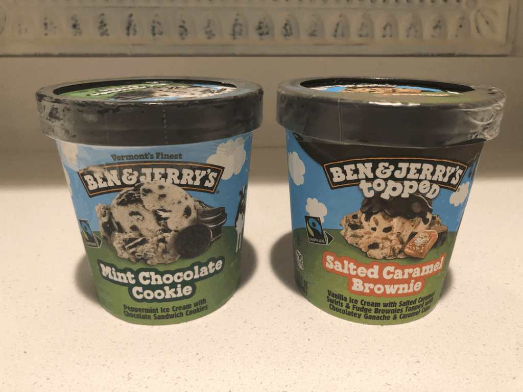 Ben & Jerry’s mint chocolate cookie and salted caramel brownie ice creams I had during my Colorado trip Ben & Jerry's mint chocolate cookie and salted caramel brownie ice creams I had during my Colorado trip