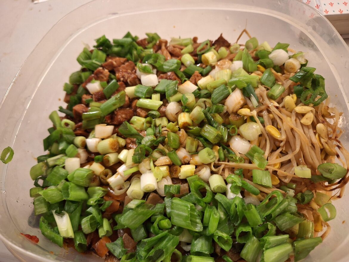 some fresh green onion to brighten up some leftover bibimbap