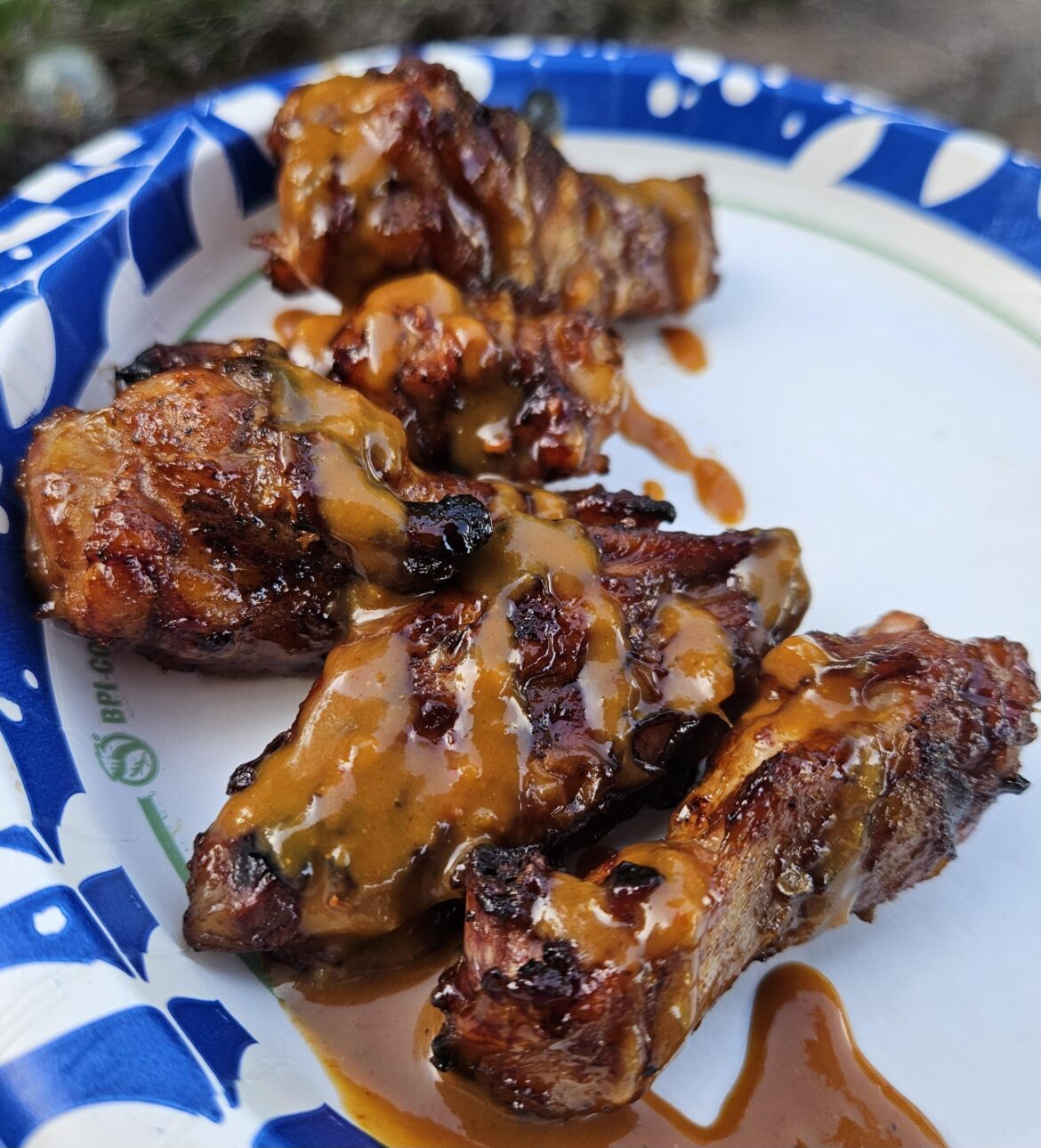 I also made "PB&J wings". Raspberry Chipotle BBQ w/ Thai peanut sauce
