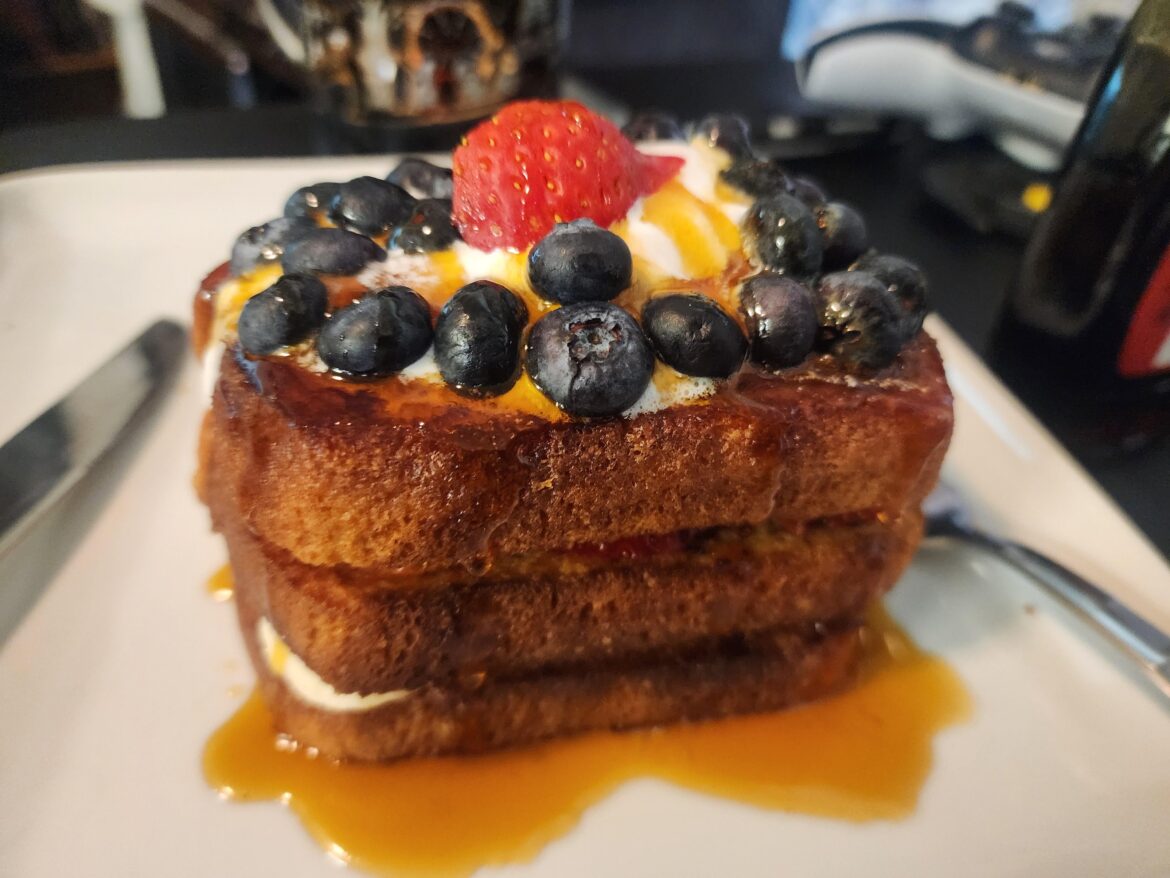 French toast with cocowhip and lots of fresh fruit