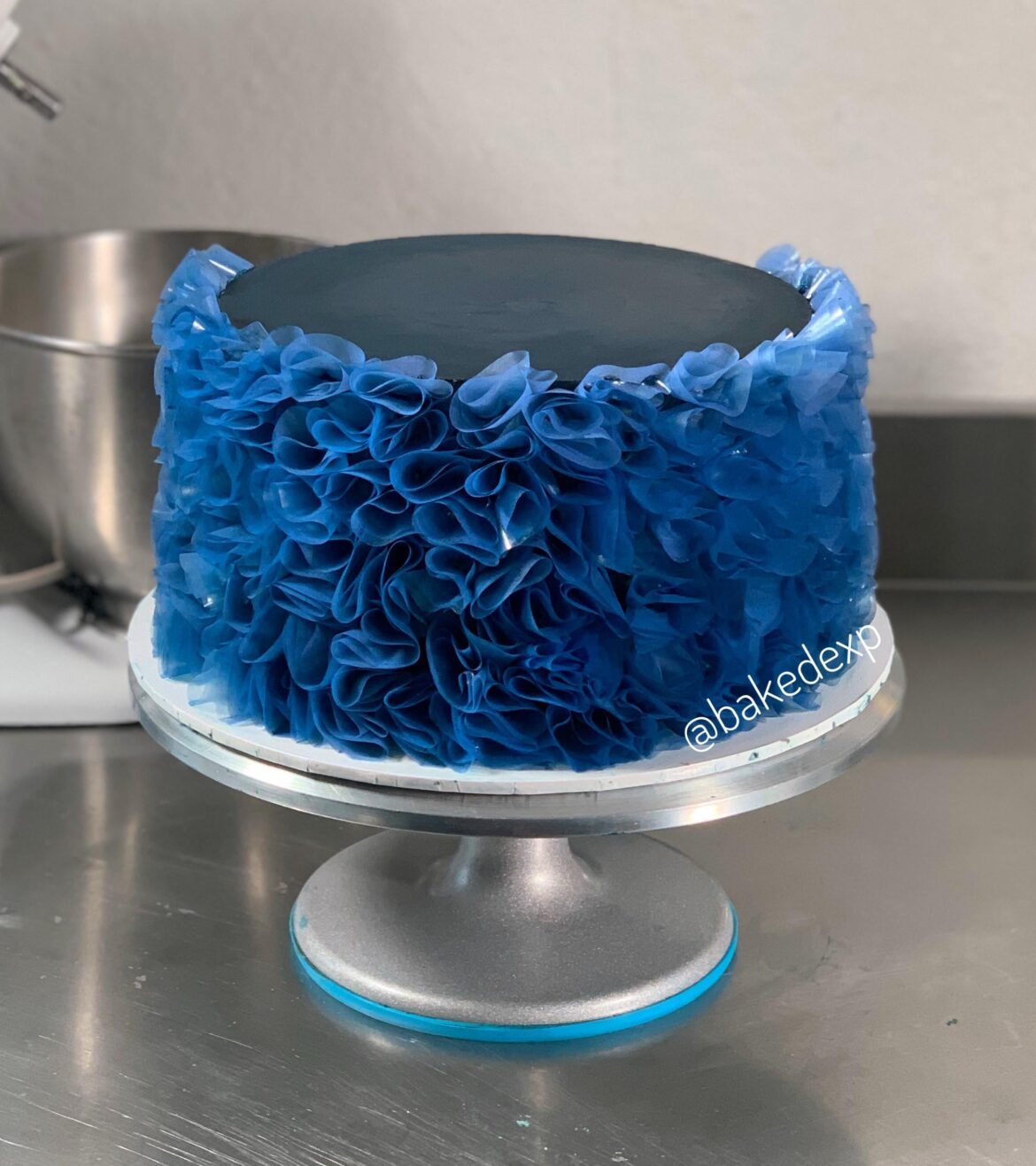 Working on a ruffle cake