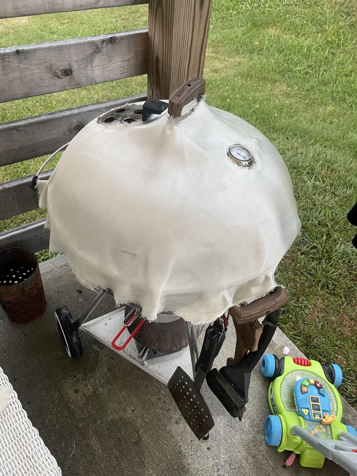 I didn’t want to drop $150 for the Wooly Bully so i went to Harbor Freight and got me some welders blanket for $20. I’m using sooo much less coal now (almost kamado level usage) as a result of this mod.