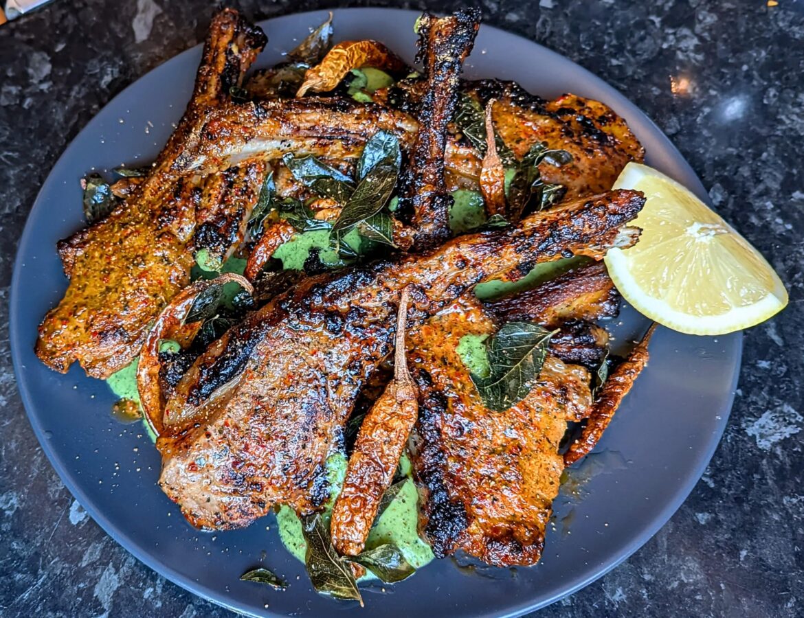 Pakistani style lamb chops with coriander & ginger chutney