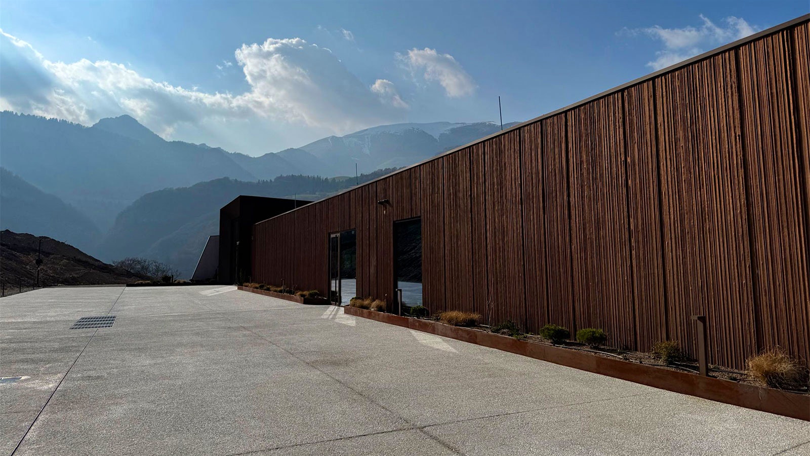 The exterior of a winery that produces ERT sparkling wine in Trento