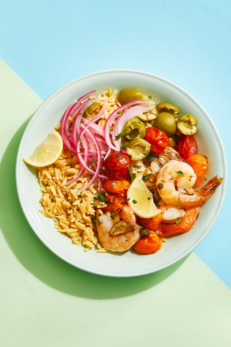 roasted mediterranean shrimp bowl