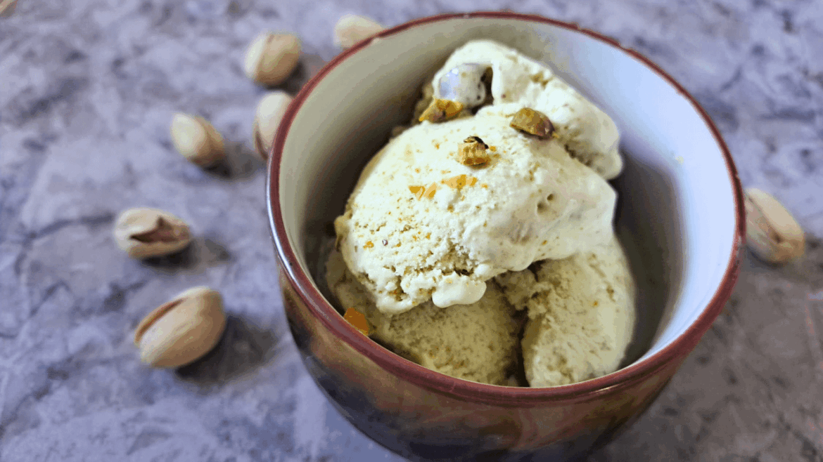 Homemade pistachio ice cream
