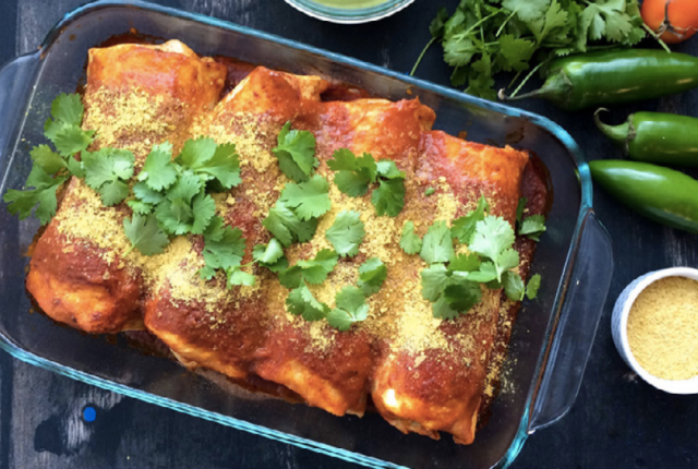 Vegan Mushroom and Bean Enchiladas 
