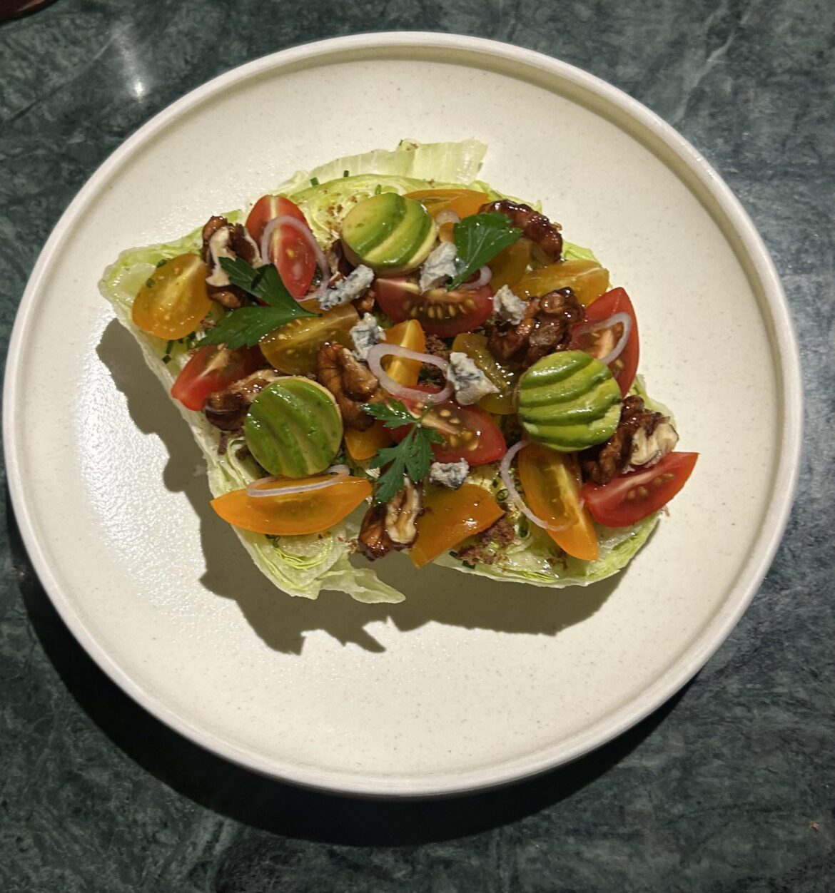 Wedge salad with blue dressing