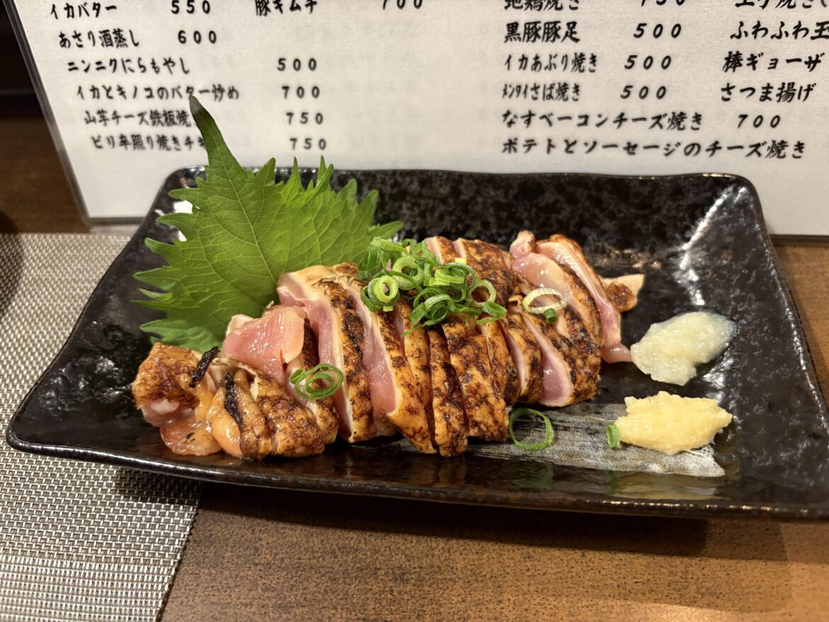 Raw chicken sashimi in Kyushu