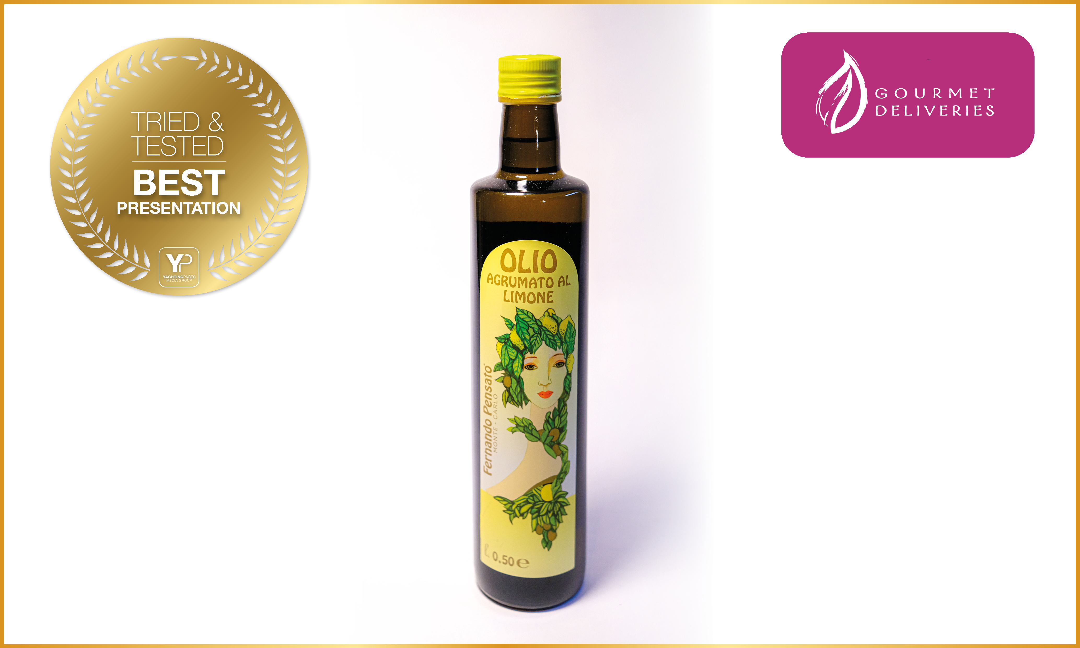 Fernando Pensato Lemon Olive Oil awarded Best Presentation in Yachting Pages' Tried & Tested review by superyacht chefs