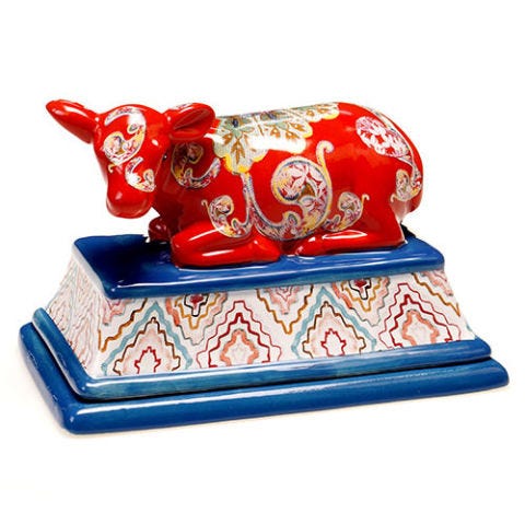 French Meadows 3-D Cow Butter Dish by Tracy Porter French Meadows 3-D Cow Butter Dish by Tracy Porter