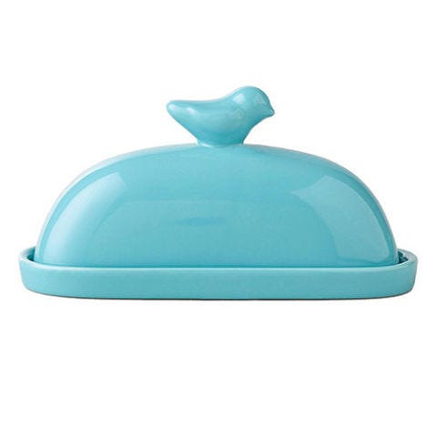 MyGift Turquoise Blue Bird Decorative Ceramic Butter Dish MyGift Turquoise Blue Bird Decorative Ceramic Butter Dish