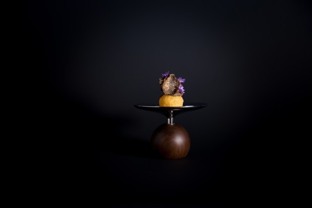 The truffle gougere dish at Dominique Crenn's Michelin three star restaurant Atelier Crenn in San Francisco. Crenn will collaborate with chef William Eick on a dinner Oct. 12 at Matsu restaurant in Oceanside. (Atelier Crenn)
