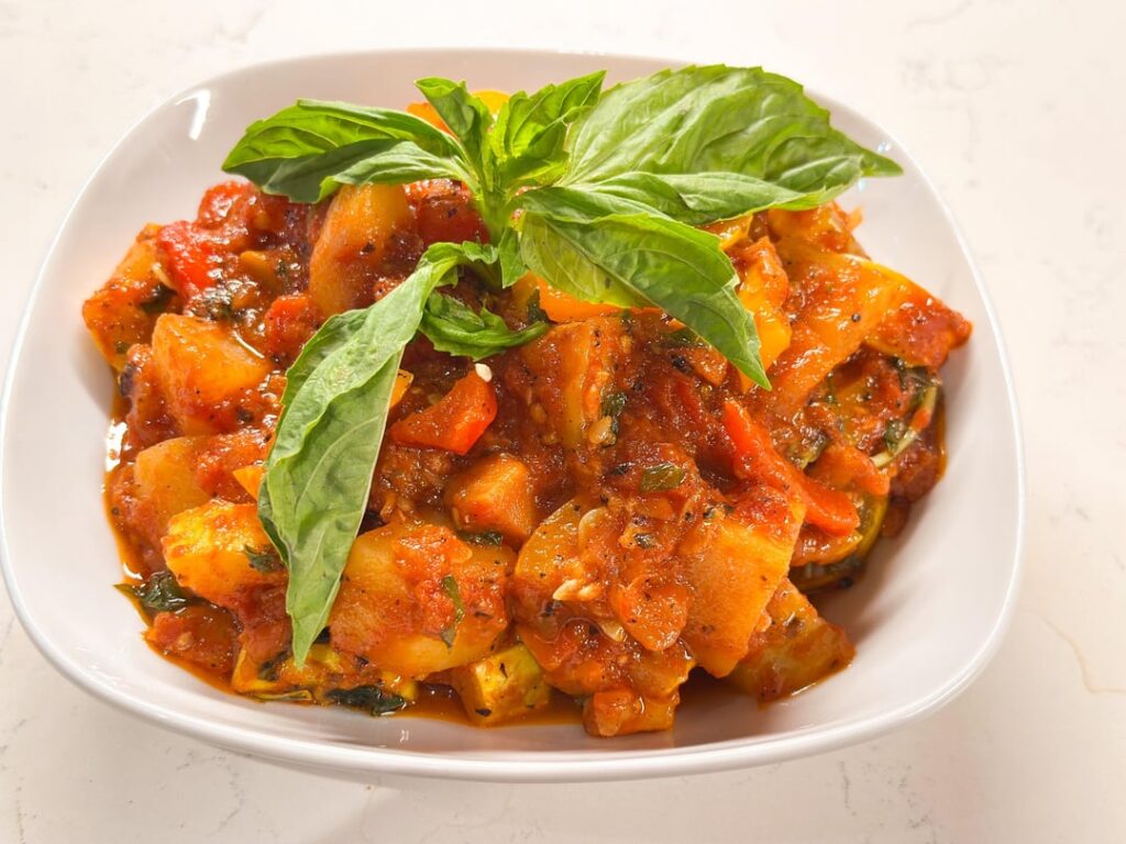 Ciambotta (Italian Vegetable Stew) by Celeste Rogers from Cook’s Illustrated, May/June 2012