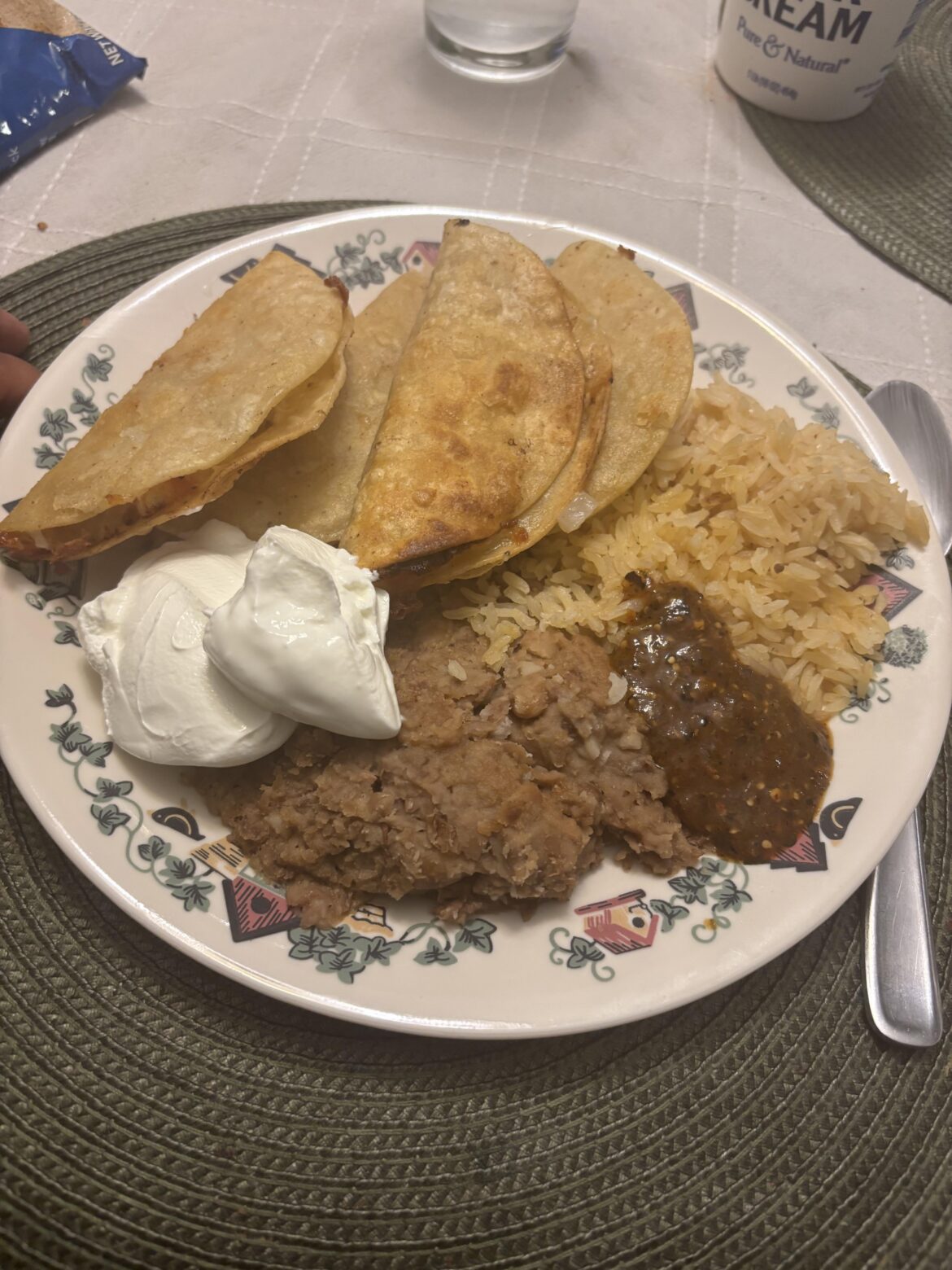 Shrimp Tacos Dorados. Toppings are being prepared as we speak.