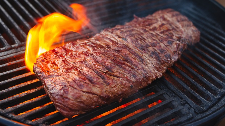 bavette steak on a charcoal grill