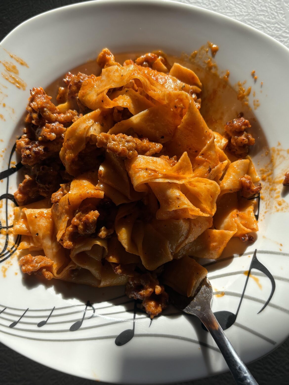 Homemade noodles in vodka sauce and Italian sausage!