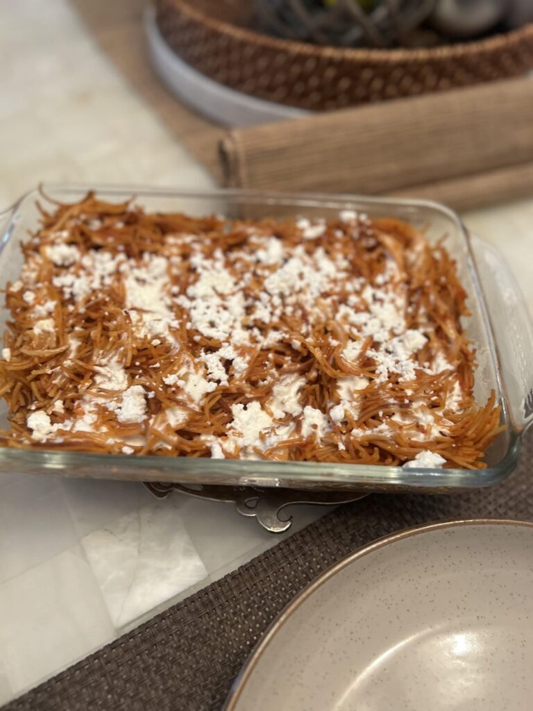 Fideo seco with avocado