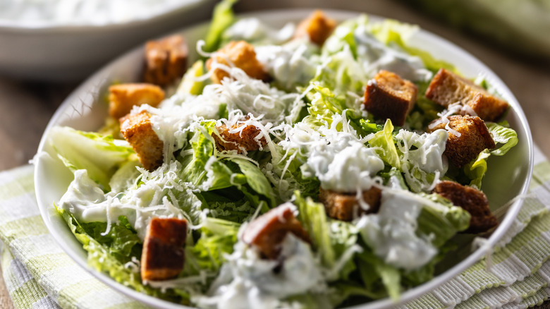 Salad with tzatziki dressing