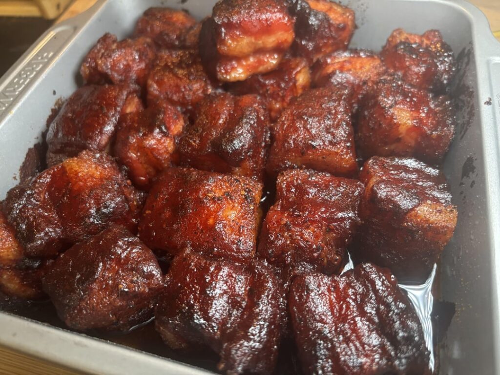 Gave pork belly burnt ends a try. Room for improvement but still delicious