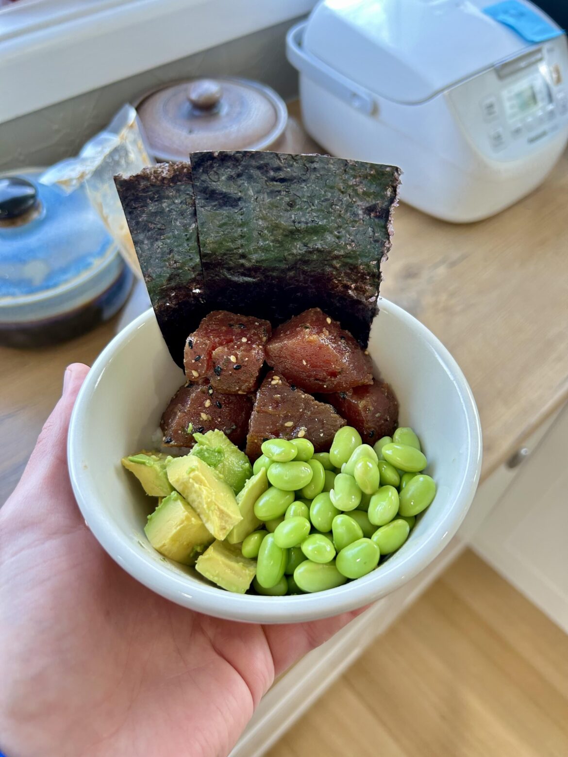 Lazy weekday poke over rice