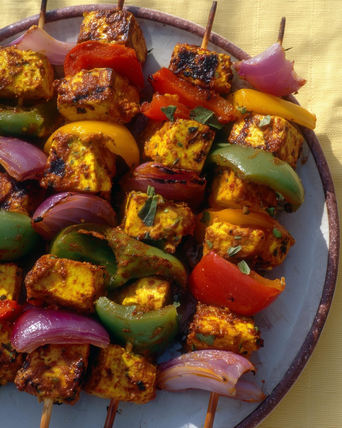 Vegan Tofu Tikka Skewers