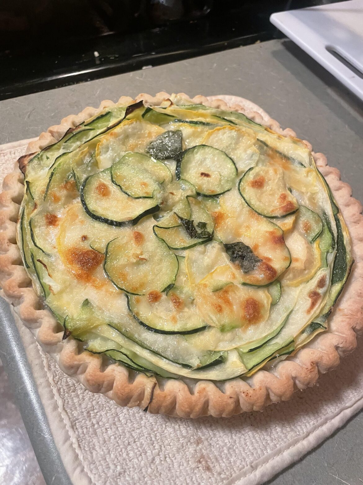 Courgette “tart” with lemon ricotta