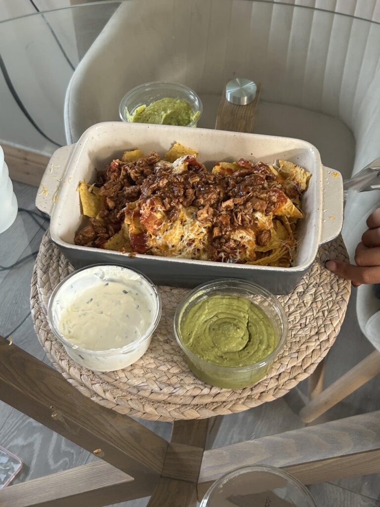 Chicken molé burritos and loaded nachos tonight