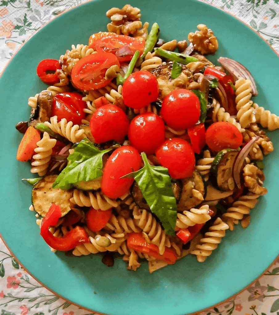 New way new taste  roasted veggies and pasta..