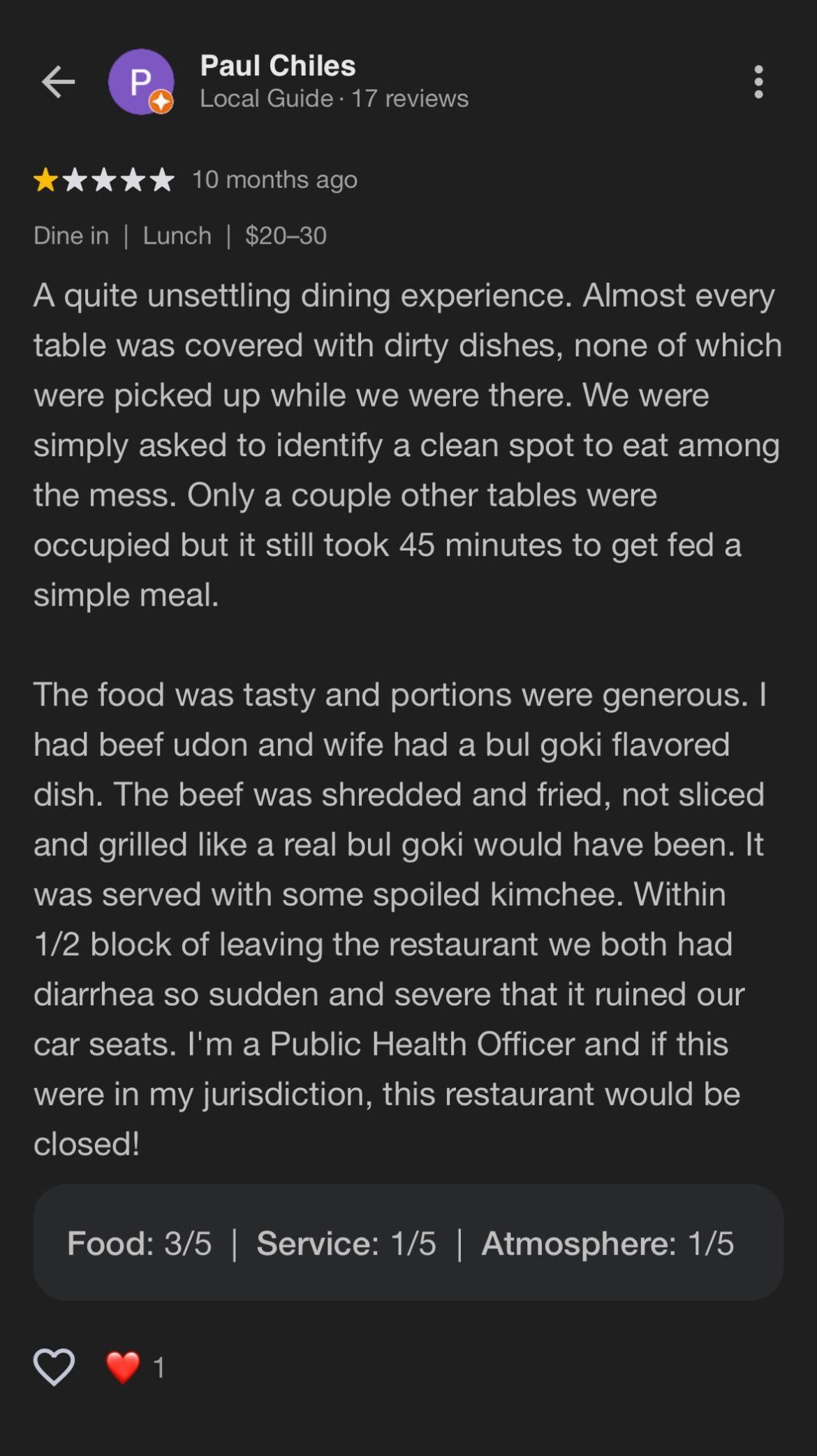 Customers shit their pants after lunch