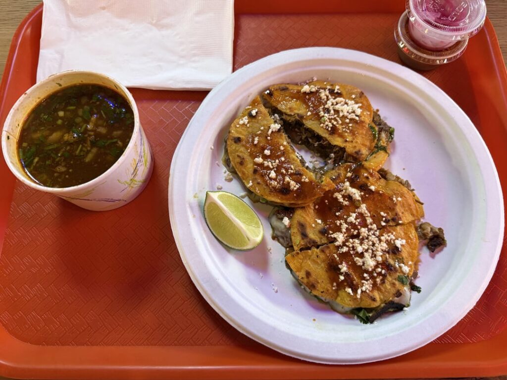 Mulitas and Consommé from Birria-Landia in Tangram Mall Food Hall (Flushing, Queens)