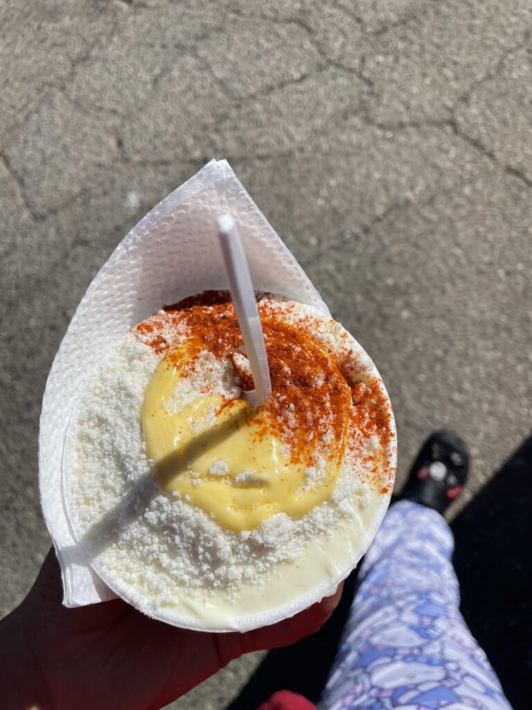 (corn in cup) I felt bad for the man outside selling and i bought one.