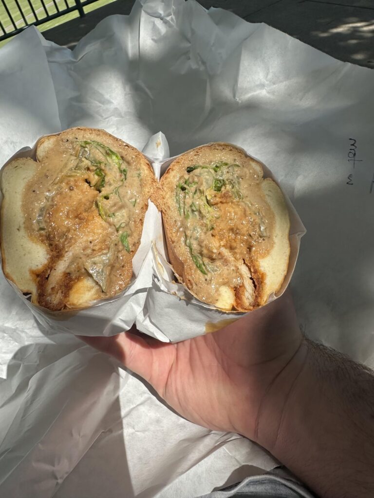 Buffalo Chicken Caesar and Spicy Italian from Hard Times Deli. Memphis, TN