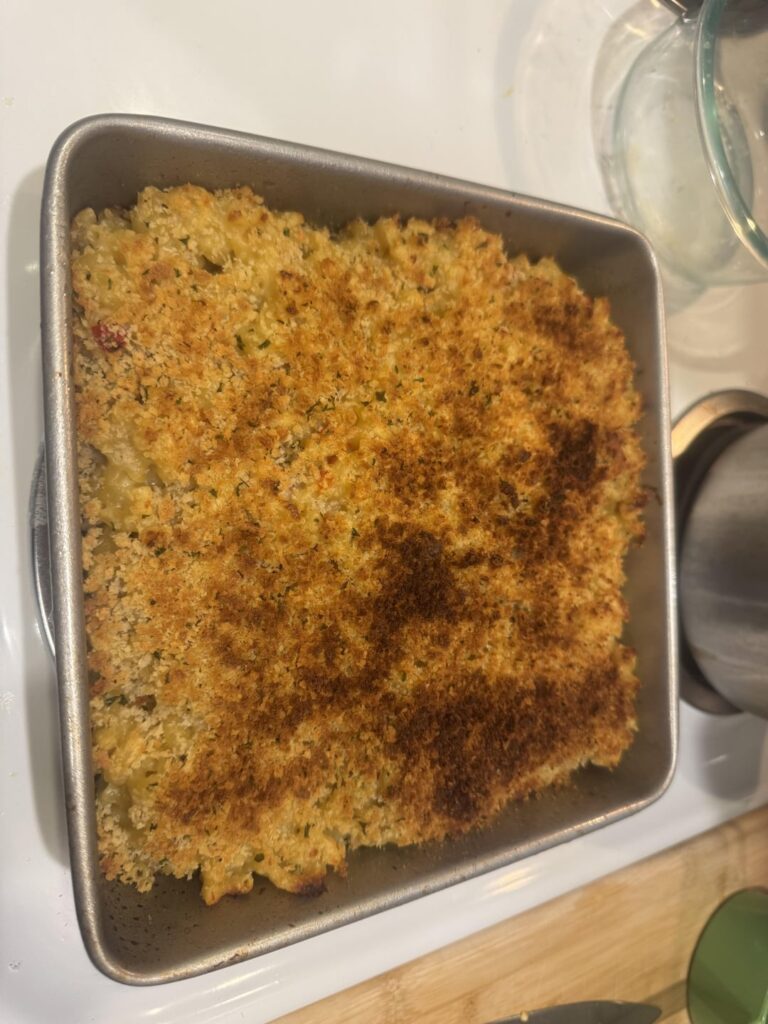 Homemade Mac and cheese with fresh cayenne peppers