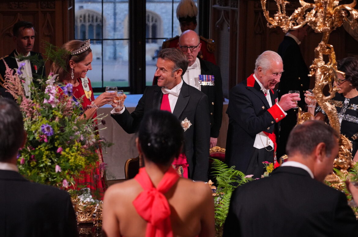 Macron state banquet menu: Haut-Brion and English sparkling poured'