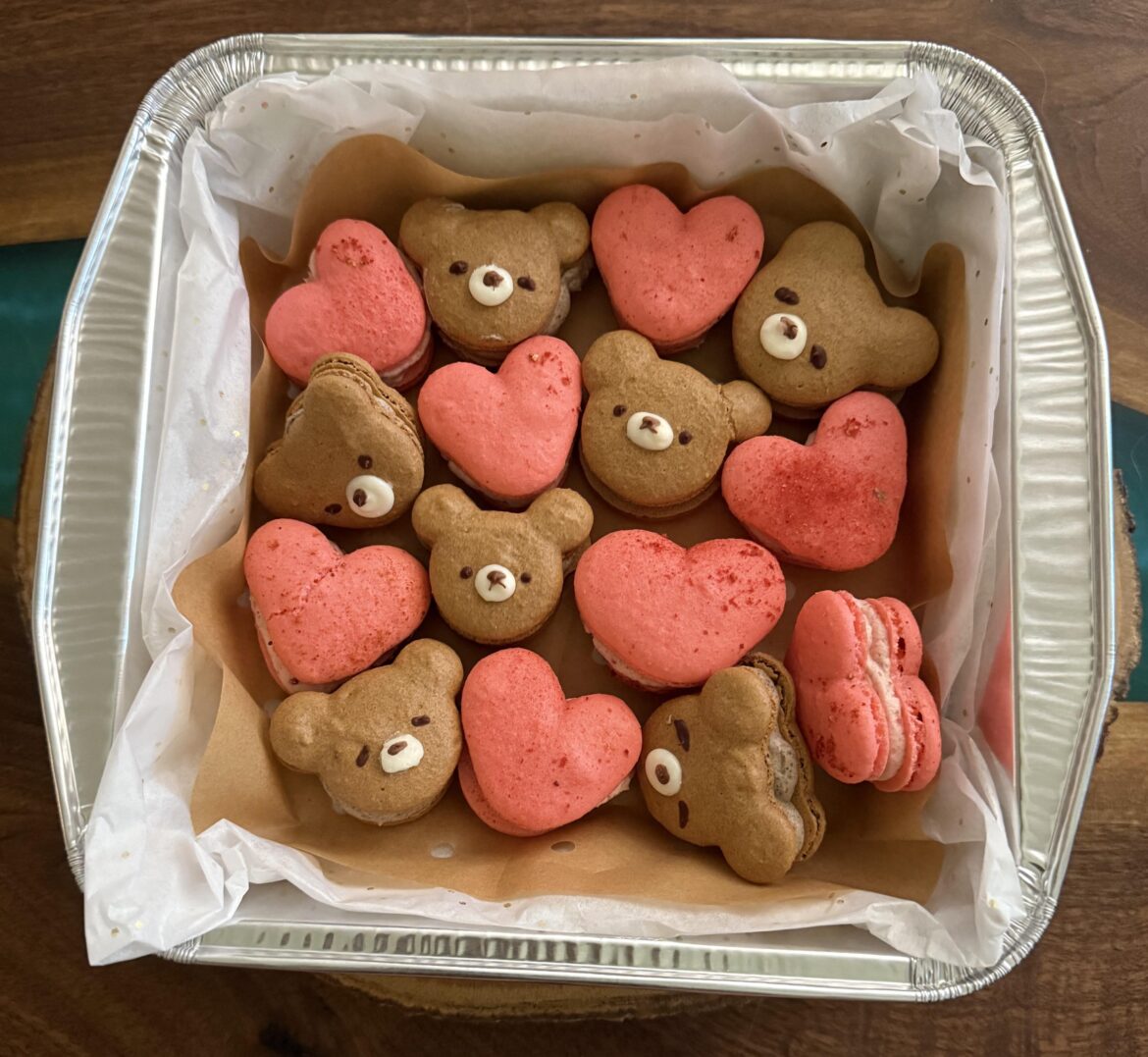 Bear and heart macarons