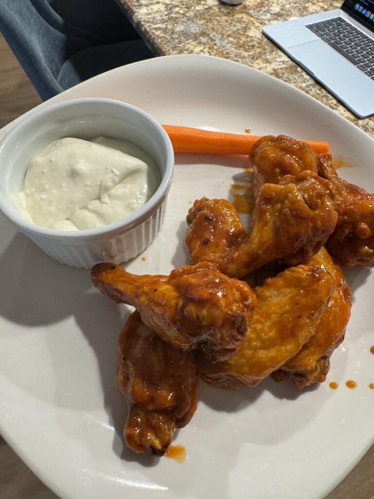 Homemade air fried ninja wings, my go to blend.  Better than any restaurant in town.