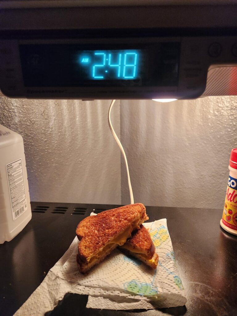 Cheap white bread cheap cheese and olive oil